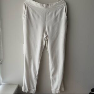 AKRIS Designer White Cropped Cuffed Trouser Pants Women’s 12 Luxury